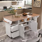 Famapy Table de cuisine mobile multifonctionnelle avec îlot, table de cuisine : Plan de travail pliable et multiples espaces de rangement