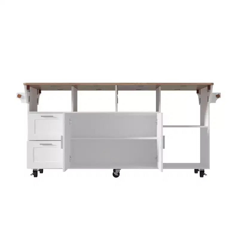 Famapy Table de cuisine mobile multifonctionnelle avec îlot, table de cuisine : Plan de travail pliable et multiples espaces de rangement
