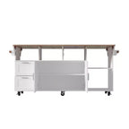 Famapy Table de cuisine mobile multifonctionnelle avec îlot, table de cuisine : Plan de travail pliable et multiples espaces de rangement