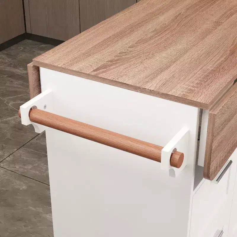 Famapy Table de cuisine mobile multifonctionnelle avec îlot, table de cuisine : Plan de travail pliable et multiples espaces de rangement