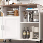 Famapy Table de cuisine mobile multifonctionnelle avec îlot, table de cuisine : Plan de travail pliable et multiples espaces de rangement