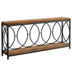 70.9-Inch Extra Long Console Table, 2-Tier Industrial Sofa Table Behind Couch with Storage Shelf, Narrow Entryway Console for Living Room