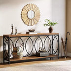 Console extra longue de 70,9 pouces, table de canapé industrielle à 2 niveaux derrière le canapé avec étagère de rangement, console étroite pour le salon