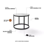 Tavolino laterale Royal Hampton da 23 pollici, piano rotondo moderno in marmo, struttura classica in ferro