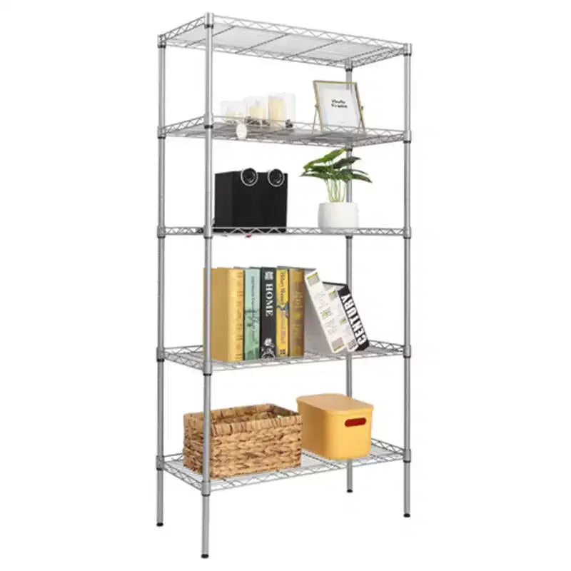 Étagère de rangement à 5 niveaux gris argenté