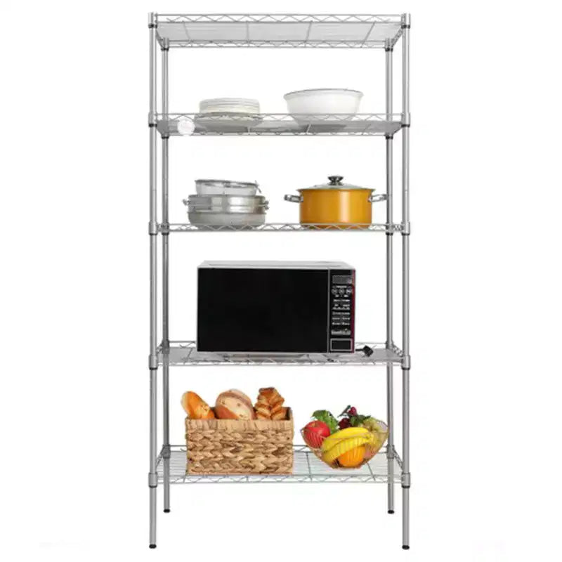 Étagère de rangement à 5 niveaux gris argenté