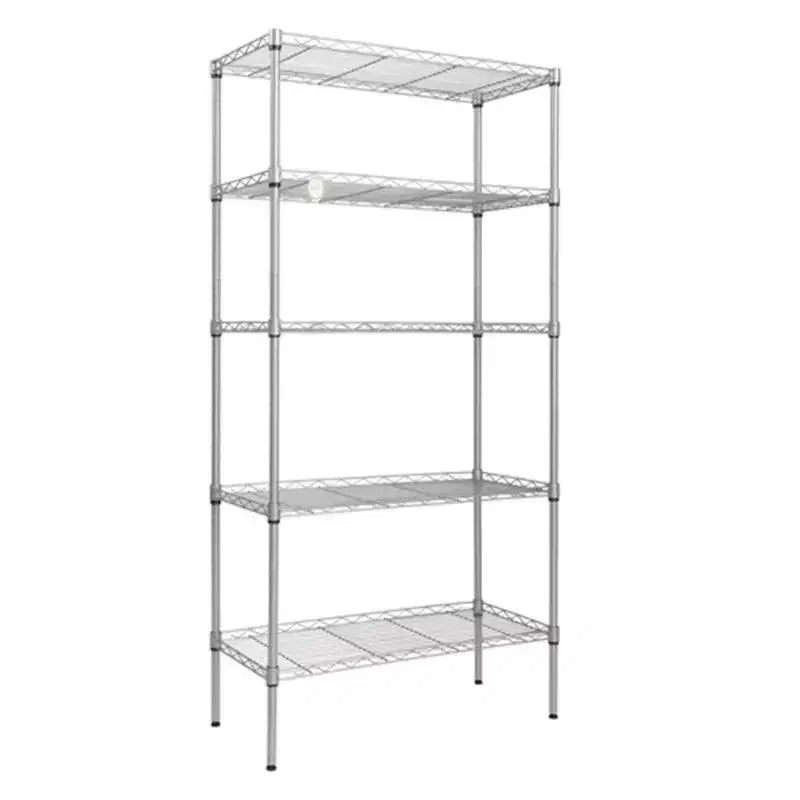 Étagère de rangement à 5 niveaux gris argenté