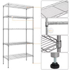 Étagère de rangement à 5 niveaux gris argenté