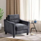 MAYEERTY Black Velvet Single Person Comfortable Sofa for Living Room Bedroom Office Small Space