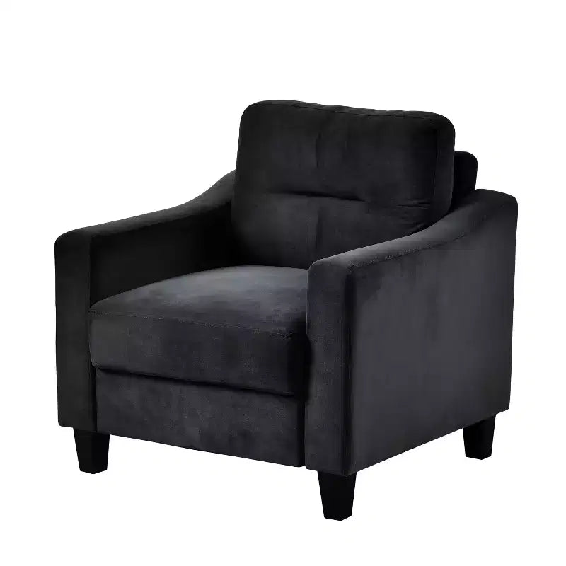 MAYEERTY Divano Comodo in Velluto Nero Monoposto per Soggiorno Camera da Letto Ufficio Spazi Piccoli