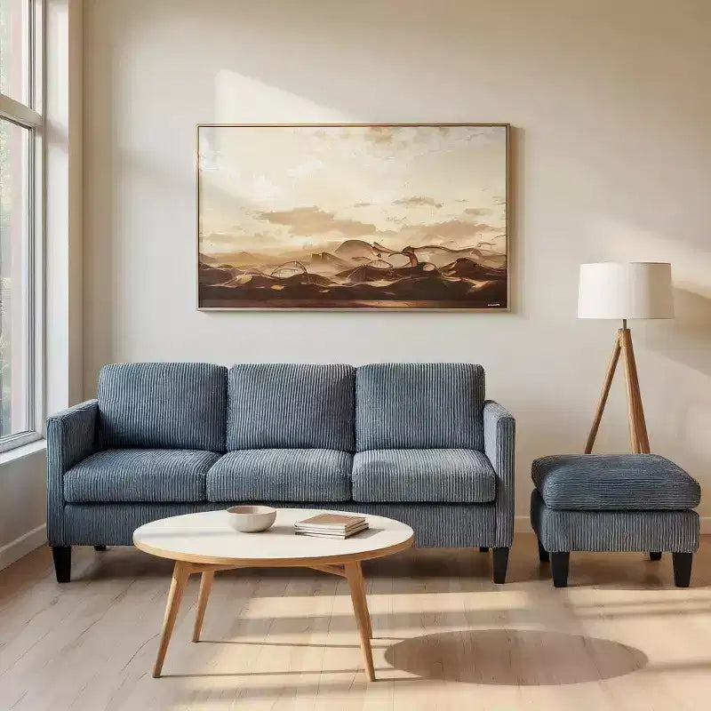 MAYEERTY Divano a L con Corduroy Imbottito, Aspetto Moderno di Lusso per Soggiorno, Grigio