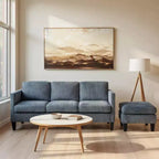MAYEERTY Divano a L con Corduroy Imbottito, Aspetto Moderno di Lusso per Soggiorno, Grigio