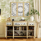 Étagères Famapy Bibliothèque Meuble de rangement en bois rustique avec portes sculptées et meuble de rangement mural assorti en prime