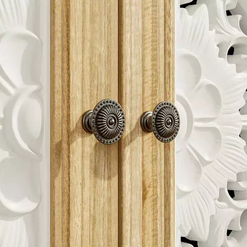 Étagères Famapy Bibliothèque Meuble de rangement en bois rustique avec portes sculptées et meuble de rangement mural assorti en prime