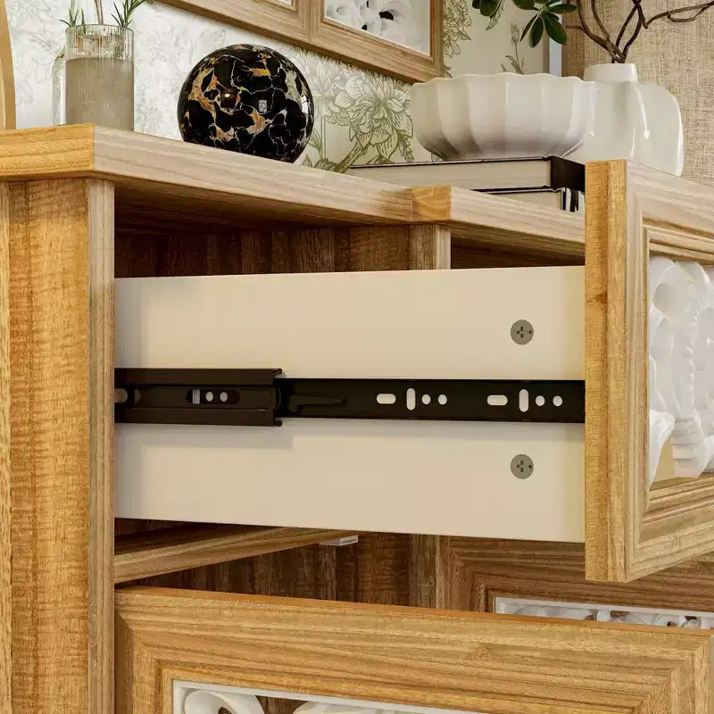 Étagères Famapy Bibliothèque Meuble de rangement en bois rustique avec portes sculptées et meuble de rangement mural assorti en prime