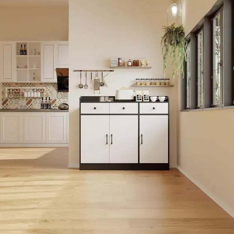 42.5 Credenza, Buffet Moderno da Caffè, Mobile Contenitore da Cucina in Legno con Ripiano Regolabile, per Soggiorno, Ingresso