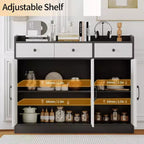 42.5 Credenza, Buffet Moderno da Caffè, Mobile Contenitore da Cucina in Legno con Ripiano Regolabile, per Soggiorno, Ingresso