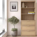 Karl Home Mobile Alto Contenitore, Libreria in Rattan con 3 Cassetti