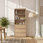 Karl Home Mobile Alto Contenitore, Libreria in Rattan con 3 Cassetti