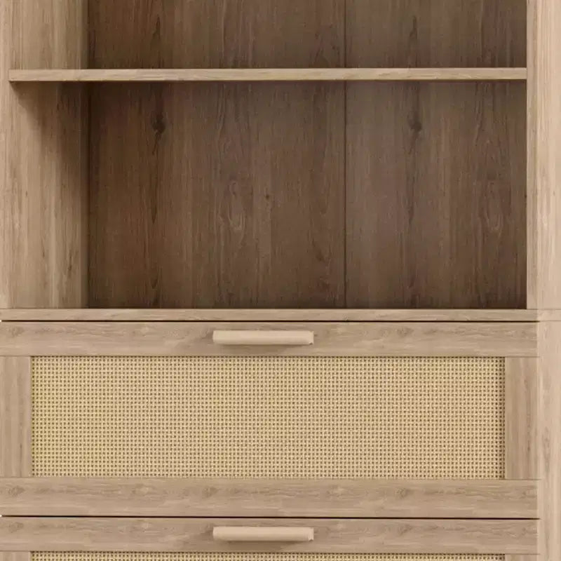 Karl Home Mobile Alto Contenitore, Libreria in Rattan con 3 Cassetti