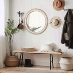 MAYEERTY Miroir Mural Rond de Ferme en Bois de 61 cm pour Salle de Bain, Coiffeuse, Chambre à Coucher, Salon, Cuisine, Bureau
