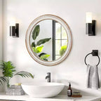 MAYEERTY Miroir Mural Rond de Ferme en Bois de 61 cm pour Salle de Bain, Coiffeuse, Chambre à Coucher, Salon, Cuisine, Bureau