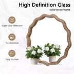 MAYEERTY 23.63 Specchio da parete rotondo ondulato in legno Decorazione moderna in stile rustico Specchio smerlato per bagno e soggiorno