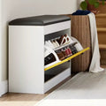 31.5 Shoe Storage Bench, Modern Entryway Shoe Cabinet, Flip Drawer and Seat Cushion, for Hallway, Bedroom, Living Room