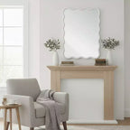 MAYEERTY 30 x 40 Specchio Decorativo Rettangolare Ondulato con Cornice in Legno Massello per Camera da Letto Bagno Soggiorno Bianco