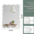 MAYEERTY 30 x 40 Specchio Decorativo Rettangolare Ondulato con Cornice in Legno Massello per Camera da Letto Bagno Soggiorno Bianco