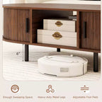 Table basse Costway 48 avec portes coulissantes cannelées et compartiment ouvert de style scandinave