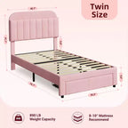 Struttura Letto Singolo per Bambini, Letto a Piattaforma Imbottito con Ampio Cassetto Contenitore e Testiera a Libreria, Montaggio Facile Senza Rumore, Letto per Bambini e Bambine