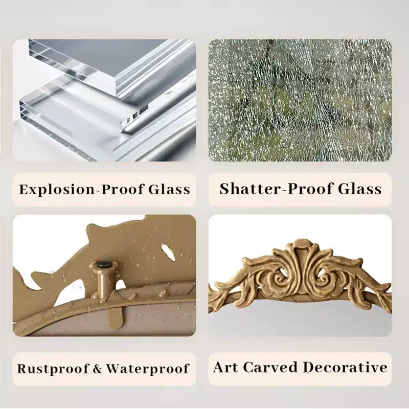 Specchio Vintage a Corpo Intero ad Arco 58x24, con Intaglio Ornamentale, Specchio da Parete per Arredamento Retro, Bronzo/Argento - ModernLuxe