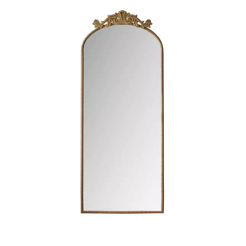 Specchio Vintage a Corpo Intero ad Arco 58x24, con Intaglio Ornamentale, Specchio da Parete per Arredamento Retro, Bronzo/Argento - ModernLuxe