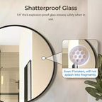 USHOWER Specchio Rotondo Nero per Lavabo da 24 pollici, Specchio da Bagno Circolare, Specchio da Comodino con Cornice in Metallo, Specchio da Parete Moderno per Ingresso Soggiorno