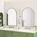 Specchio ovale/ad arco in ferro battuto, Specchio effetto antico, Specchio da parete per bagno/camera da letto/soggiorno, Argento/Oro - ModernLuxe