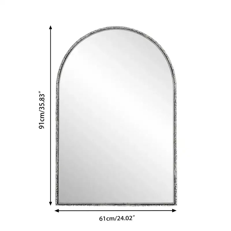 Specchio ovale/ad arco in ferro battuto, Specchio effetto antico, Specchio da parete per bagno/camera da letto/soggiorno, Argento/Oro - ModernLuxe