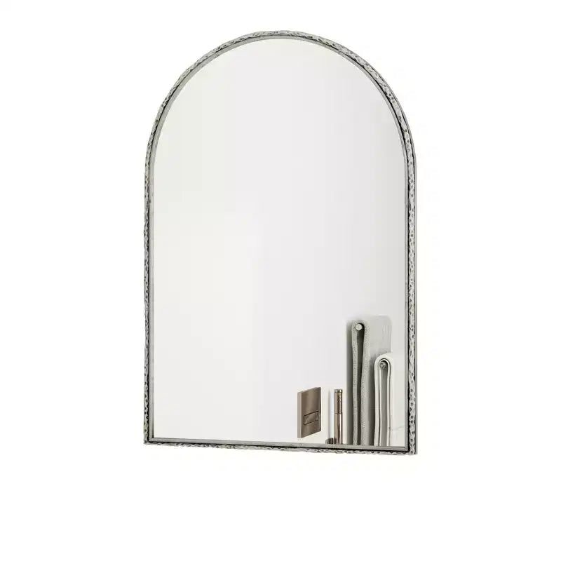 Specchio ovale/ad arco in ferro battuto, Specchio effetto antico, Specchio da parete per bagno/camera da letto/soggiorno, Argento/Oro - ModernLuxe