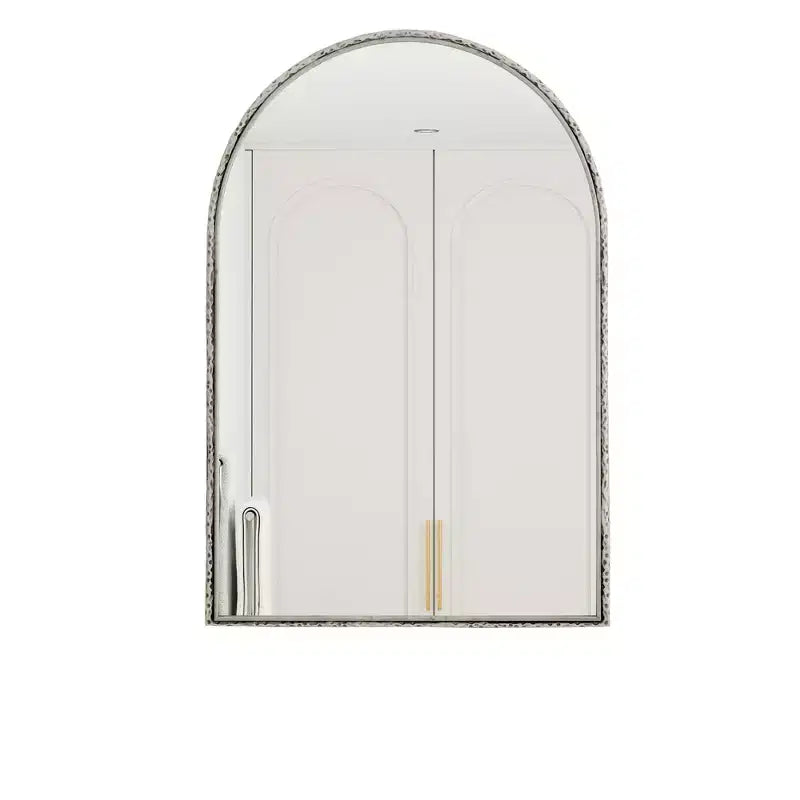 Specchio ovale/ad arco in ferro battuto, Specchio effetto antico, Specchio da parete per bagno/camera da letto/soggiorno, Argento/Oro - ModernLuxe