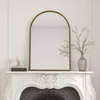 Specchio ovale/ad arco in ferro battuto, Specchio effetto antico, Specchio da parete per bagno/camera da letto/soggiorno, Argento/Oro - ModernLuxe