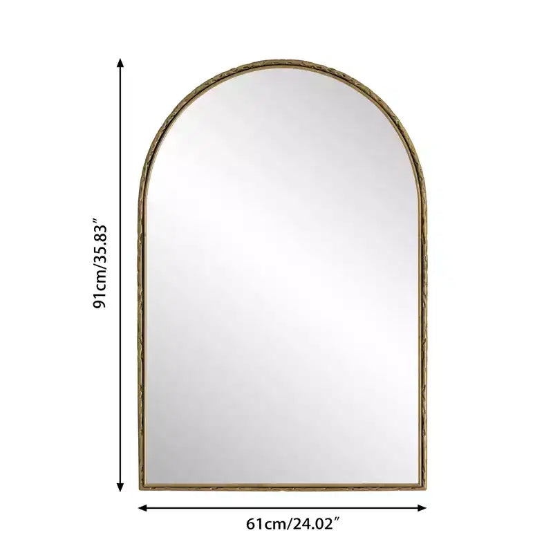 Miroir ovale/en arche en fer forgé rétro, miroir à effet vieilli, miroir mural à suspendre pour la décoration de salle de bain/chambre à coucher/salon, argent/or - ModernLuxe