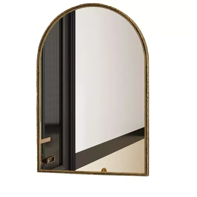 Specchio ovale/ad arco in ferro battuto, Specchio effetto antico, Specchio da parete per bagno/camera da letto/soggiorno, Argento/Oro - ModernLuxe