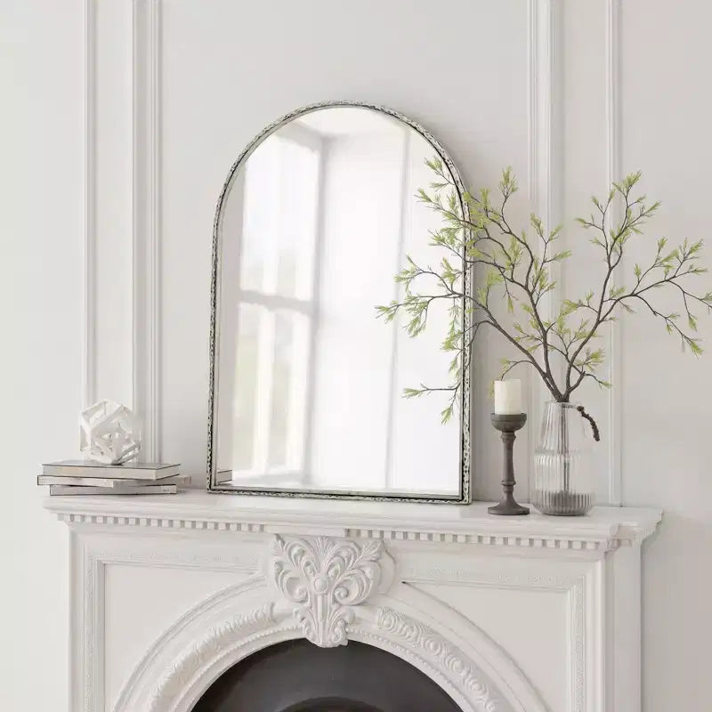 Miroir ovale/en arche en fer forgé rétro, miroir à effet vieilli, miroir mural à suspendre pour la décoration de salle de bain/chambre à coucher/salon, argent/or - ModernLuxe