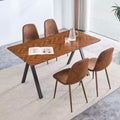 GDFStudio Hobson Modern 5 Pieces Wood and Faux Leather Upholstered Dining Table Set