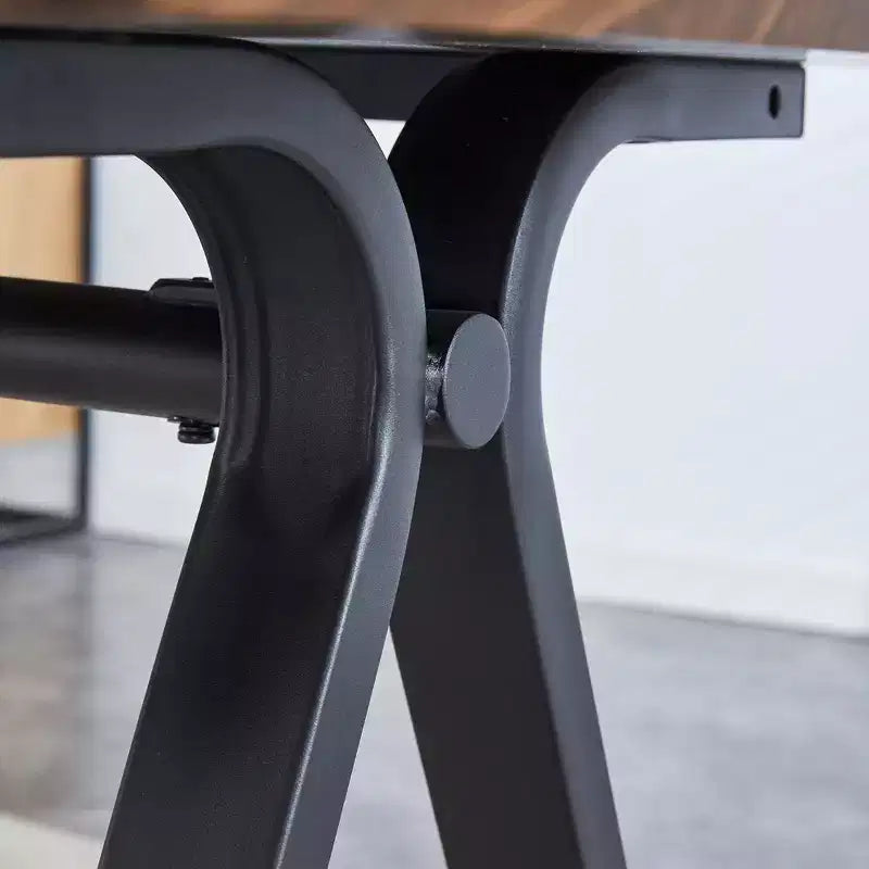 GDFStudio Hobson Set da Pranzo Moderno 5 Pezzi in Legno e Similpelle
