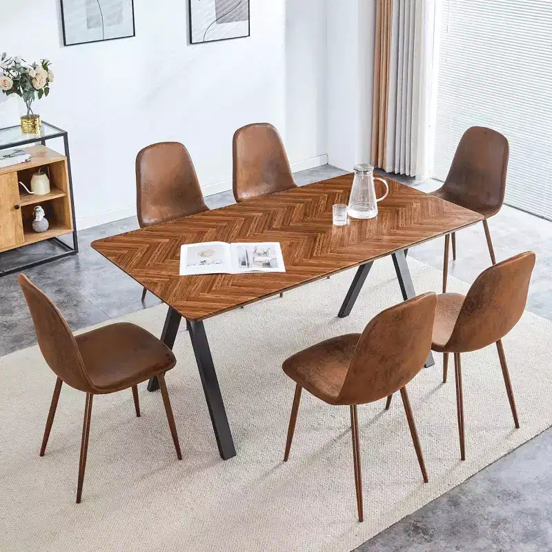 Ensemble de salle à manger GDFStudio Hobson moderne 5 pièces en bois et similicuir rembourré