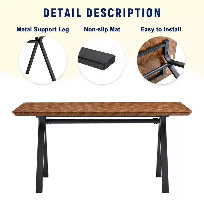 GDFStudio Hobson Set da Pranzo Moderno 5 Pezzi in Legno e Similpelle