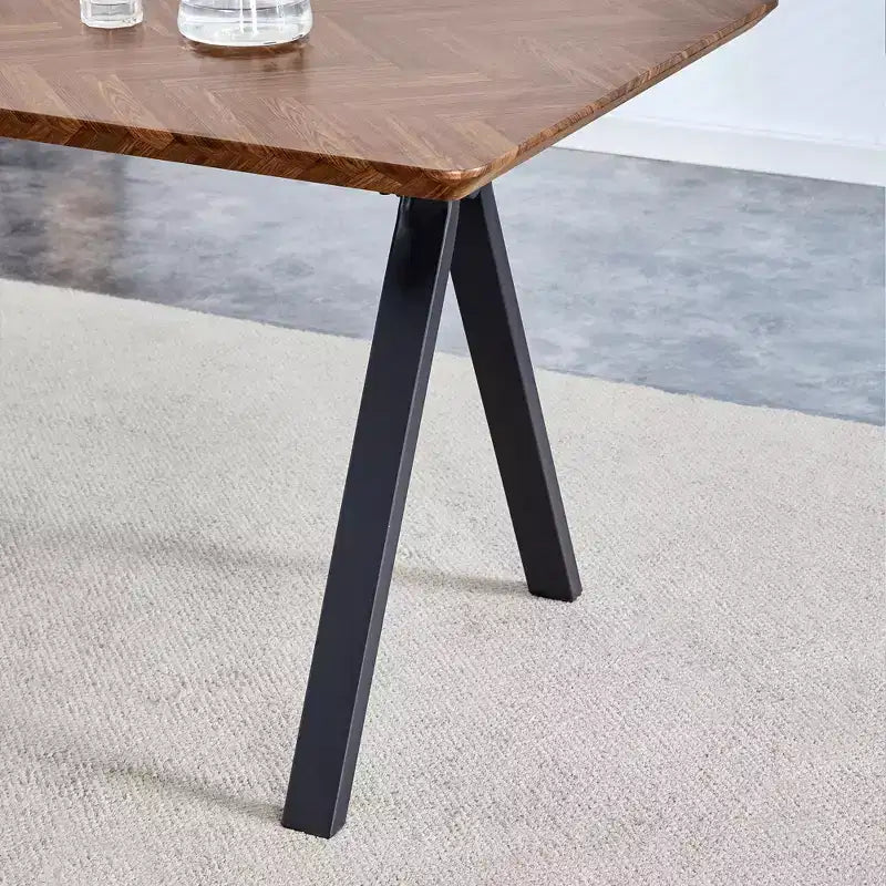 GDFStudio Hobson Set da Pranzo Moderno 5 Pezzi in Legno e Similpelle