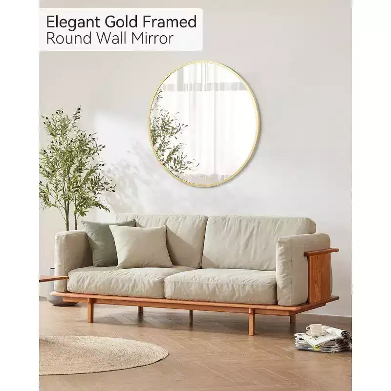 Specchio da bagno rotondo color oro da 18 pollici, elegante specchio sopra il lavandino con cornice in metallo, piccolo specchio da parete per ingresso, toeletta, camera da letto