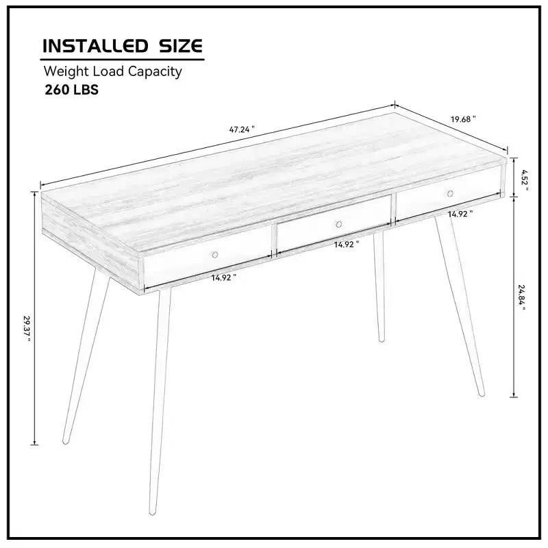 GDFStudio Webster Bureau informatique multifonction moderne de 120 cm avec 3 tiroirs